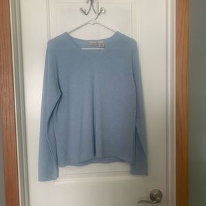 L. L. Bean light blue v-neck cashmere sweater.